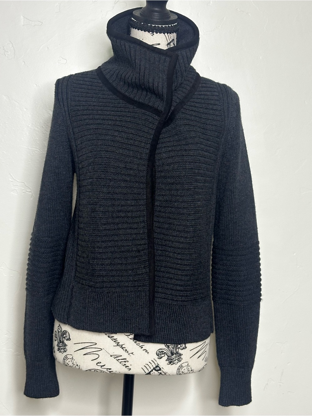 Banana Republic Black Ribbed Funnel Neck Sweater